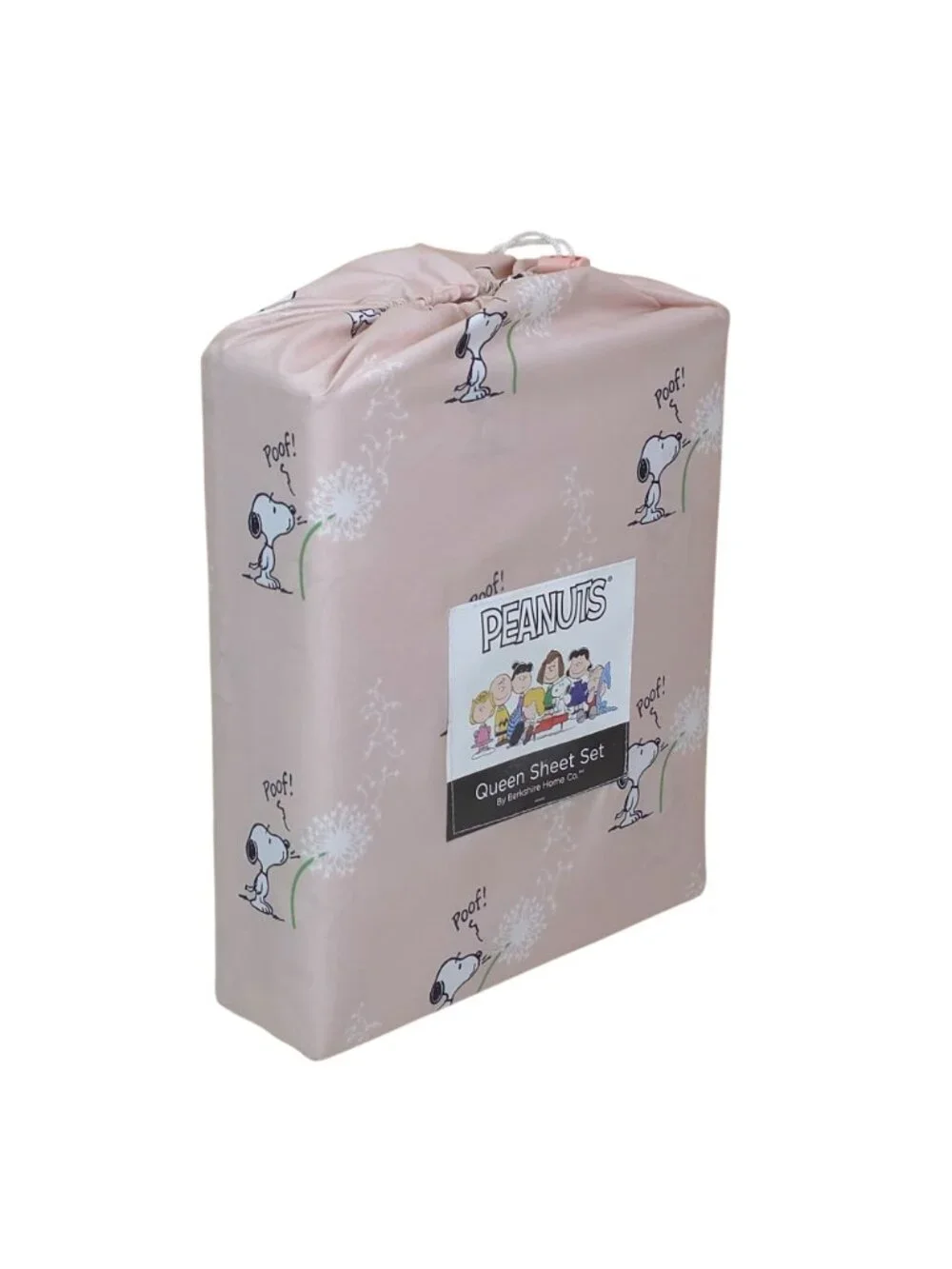 Peanuts Snoopy Queen Sheet Set By Berkshire Pale Pink with Dandelion & Poof